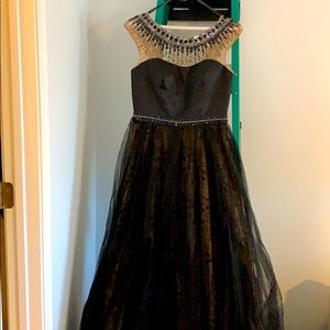 Lace and Jeweled Evening Gown